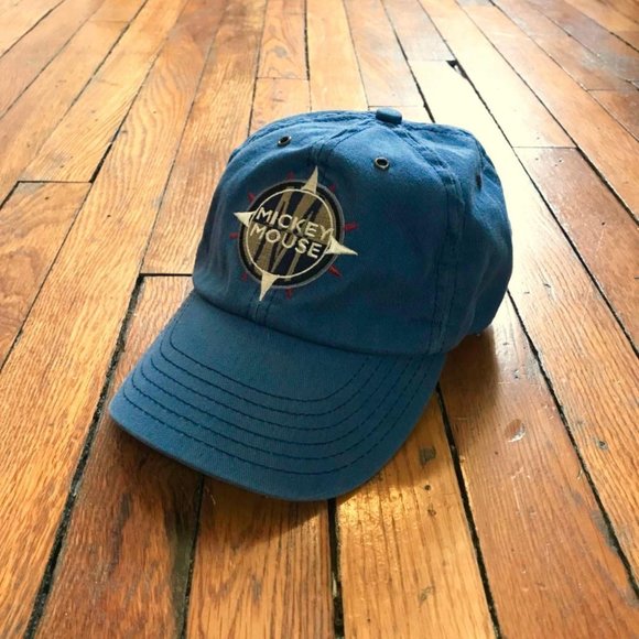 Vintage Y2K The Disney Store Mickey‎ Mouse Script Compass Logo Baseball Hat - Picture 1 of 4